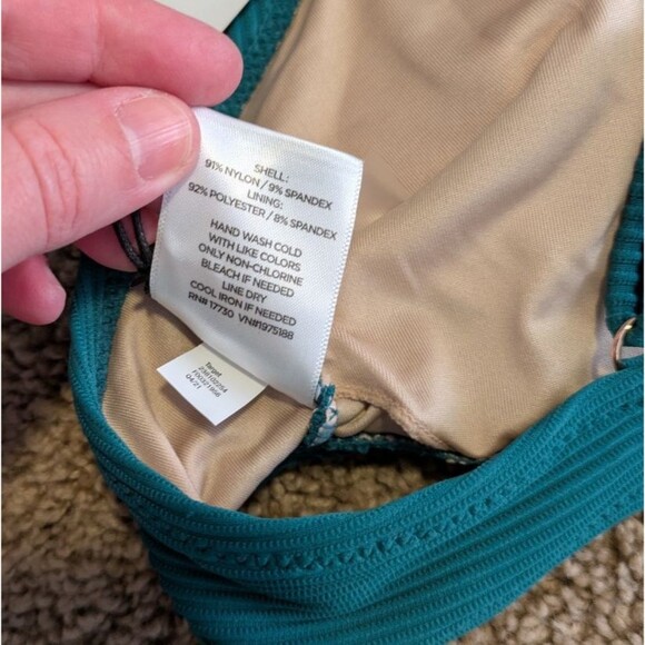 Shade & Shore Bikini Top L Women's Green Ribbed U Wire Adjustable Beach Summer - Picture 5 of 5
